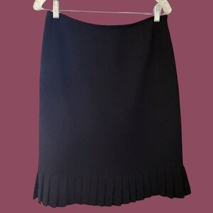 Tahari Black Pleated Hem Skirt - Pre-Loved - Size 8